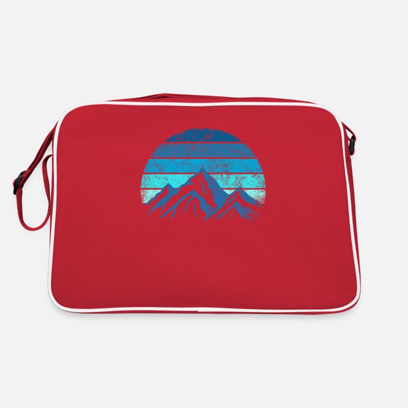 Blaue Berge Abstrakt - Retro Tasche - Rot/Weiß