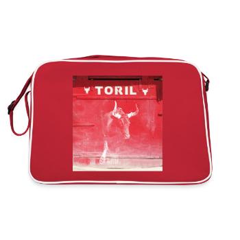 Bull vor der Toril Camargue bearbeiten - Retro Tasche - Rot/Weiß - Hinten