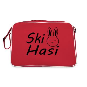 Ski Skiing Après-Ski - Retro Tasche - Rot/Weiß - Hinten