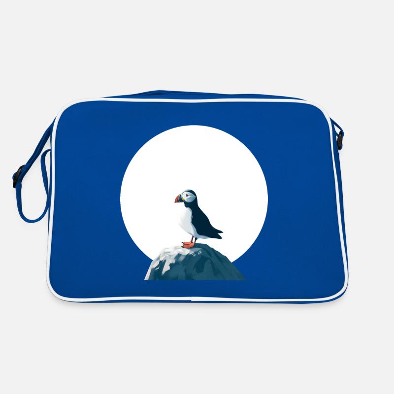 Puffins on rocks Retro Bag