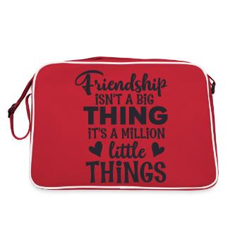 Freundschaft ist keine große Sache - Retro Tasche - Rot/Weiß - Hinten