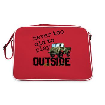 Never too old to play outside - Unimog - Oldtimer - Retro Bag - red/white - Back