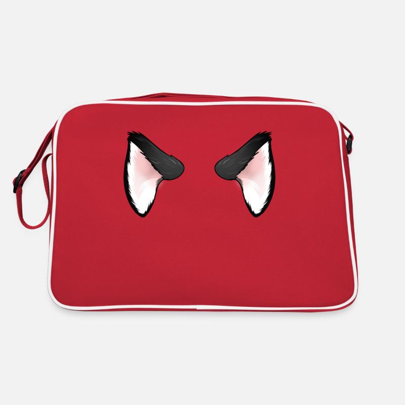 Oreilles de chat noir - Sac Retro - rouge/blanc