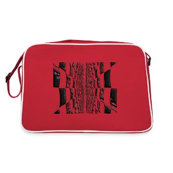 Abstract Vintage Lines Pattern - Retro Bag - red/white - Back