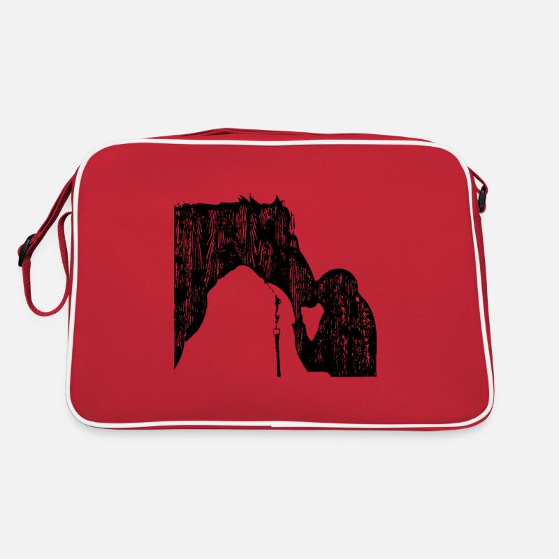 Pferd mit Frau in Vintage Design Retro Tasche
