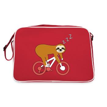 Cool Sloth Cyclist Bike Bike Ride Relax - Retro Bag - red/white - Back