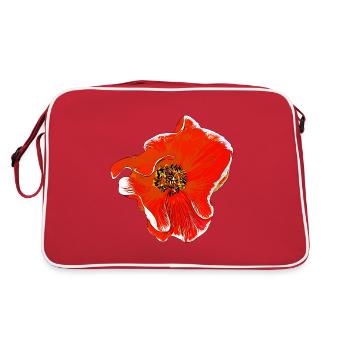 Blumen Rose orange - Retro Tasche - Rot/Weiß - Hinten