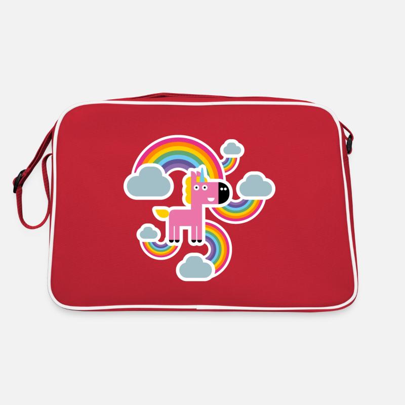 Rainbow unicorn - Retro Bag - red/white