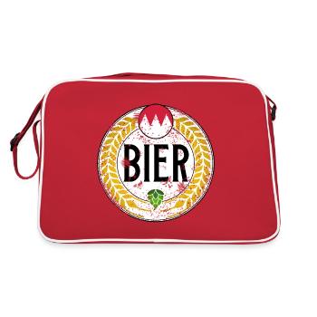 Hopfen, Malz & Franken -Bier- - Retro Tasche - Rot/Weiß - Hinten
