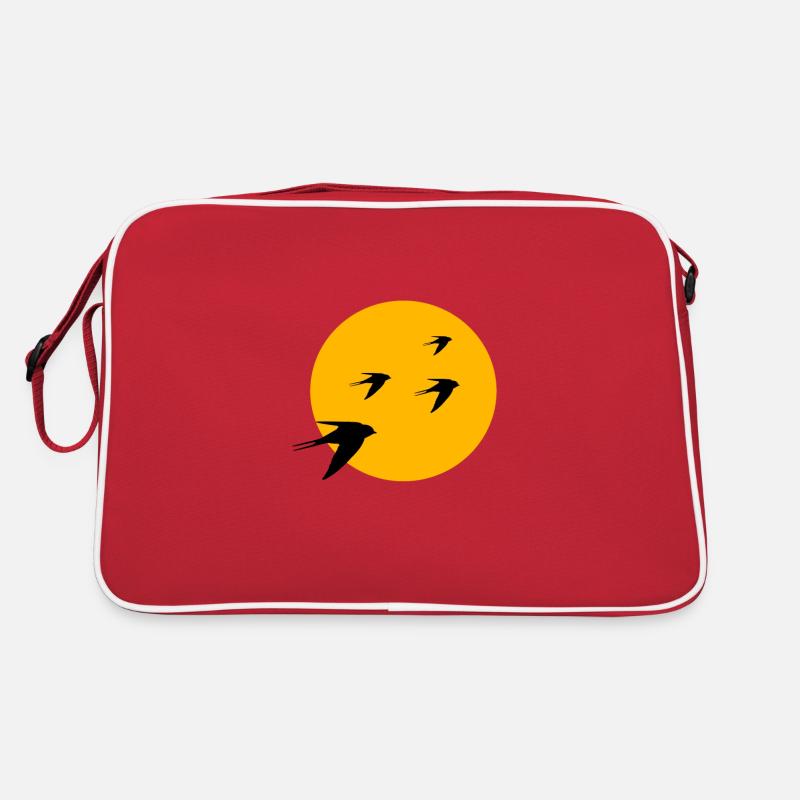 Vögel Vogel Sonne - Retro Tasche - Rot/Weiß
