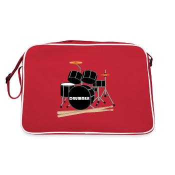 Drummer Schlagzeug - Retro Tasche - Rot/Weiß - Hinten
