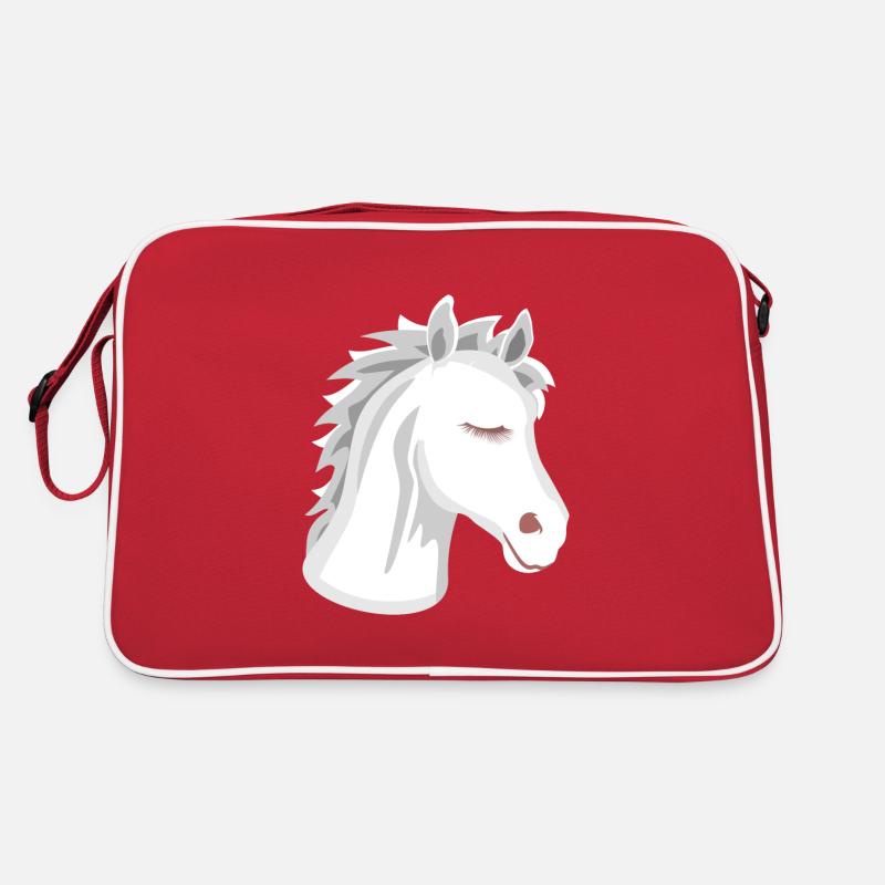 Pferdekopf - Retro Tasche - Rot/Weiß