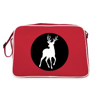 Hirsch Wald Symbol - Retro Tasche - Rot/Weiß - Hinten