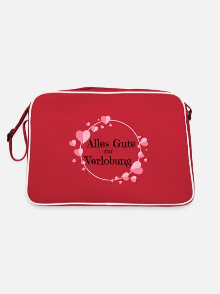 Alles Gute zur Verlobung - Retro Tasche - Rot/Weiß - Hinten