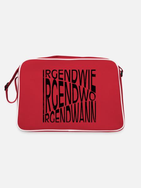 Irgendwie - Irgendwo - Irgendwann - Retro Tasche - Rot/Weiß - Hinten