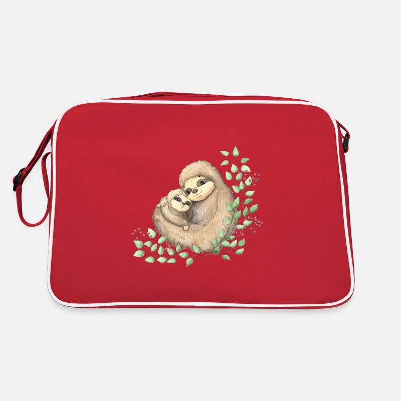Faultier Liebe - Retro Tasche - Rot/Weiß