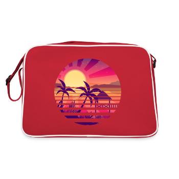 Coucher de soleil paysage asiatique - Sac Retro - rouge/blanc - Dos