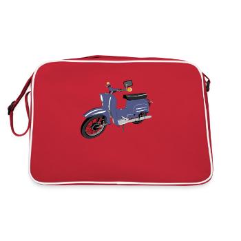 Simson Schwalbe blau - Retro Tasche - Rot/Weiß - Hinten