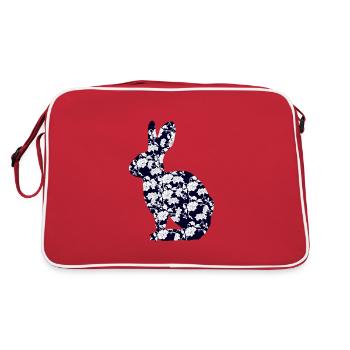 Blumiges Kaninchen - Retro Tasche - Rot/Weiß - Hinten