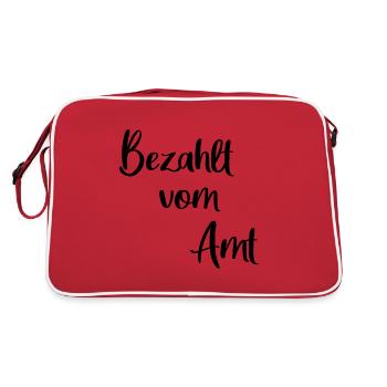 Bezahlt vom Amt Arbeitsloser Hartz 4 Empfänger - Retro Tasche - Rot/Weiß - Hinten