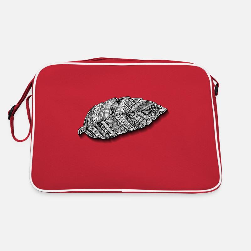 Zentangle feather self-drawn as light as a feather Retro Bag
