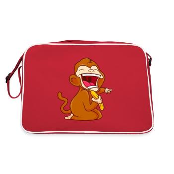 singe banane drôle de bande dessinée bébé singe - Sac Retro - rouge/blanc - Dos