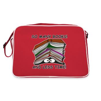 So many books! So little time! Reading a book - Retro Bag - red/white - Back
