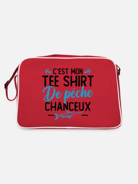 C'est mon tee shirt de pêche chanceux - Sac Retro - rouge/blanc - Dos