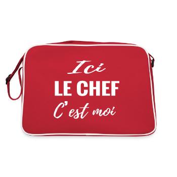 Ici le chef c est moi. Humour drôle - Sac Retro - rouge/blanc - Dos
