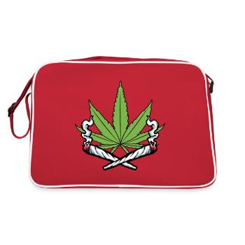 CHANVRE CANNABIS JOINT HERBE KIFFEN KIFFER - Sac Retro - rouge/blanc - Dos