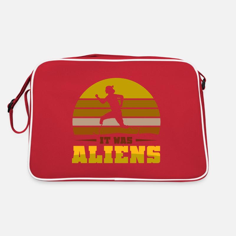 It was aliens - Retro Tasche - Rot/Weiß