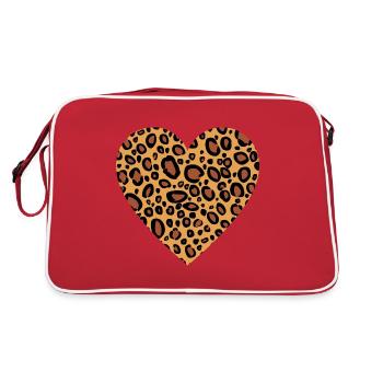 Leopard Print Heart Leopard Skin Pattern For Women - Retro Bag - red/white - Back