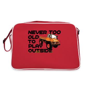 Never too old to play outside - Unimog - Oldtimer - Retro Bag - red/white - Back