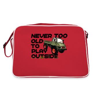 Never too old to play outside - Unimog - Oldtimer - Retro Bag - red/white - Back