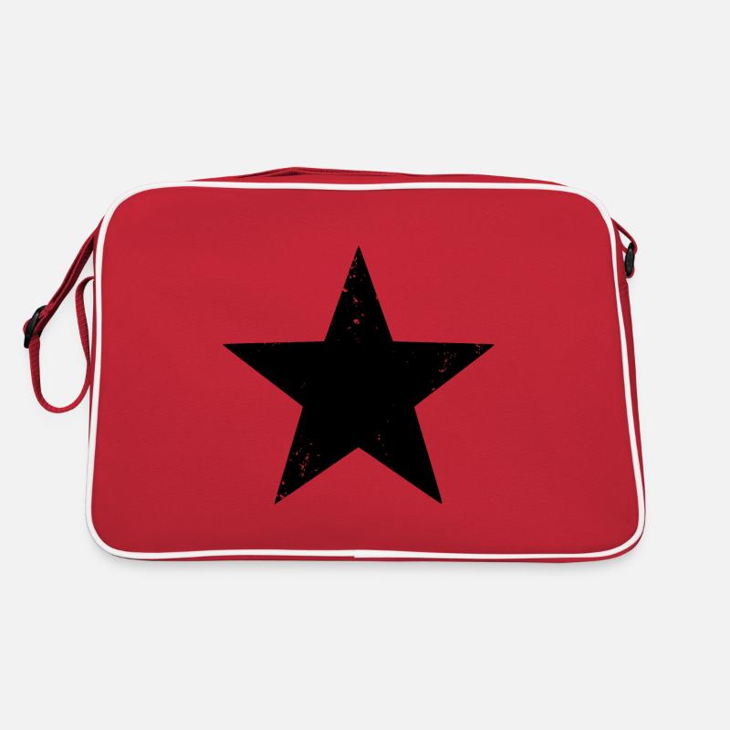 Schwarzer Stern - Retro Tasche - Rot/Weiß