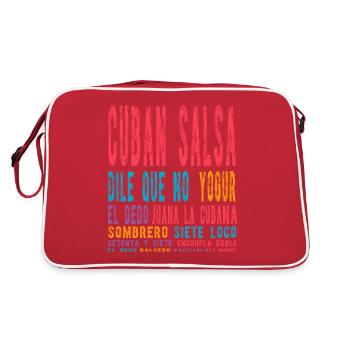 Cuban Salsa Latin Dance Shirt - Retro Bag - red/white - Back