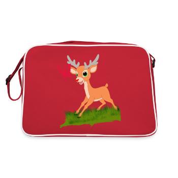 Bambi am playing with a butterfly gift - Retro Bag - red/white - Back