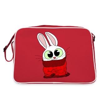 Fluffy bunny in fluffy pullover Tshirt - Retro Bag - red/white - Back