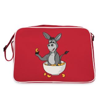 Un âne drôle mange une idée cadeau t-shirt céréales - Sac Retro - rouge/blanc - Dos