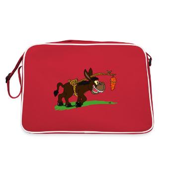 L'âne et sa carotte Idée cadeau pour enfants - Sac Retro - rouge/blanc - Dos