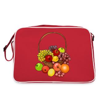 Obstkorb verschenken eine tolle Geschenkidee - Retro Tasche - Rot/Weiß - Hinten