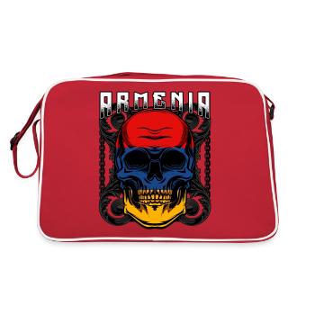 Armenischer Totenkopf Jerewan Sewan Geschenkidee - Retro Tasche - Rot/Weiß - Hinten