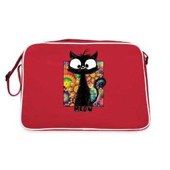 Chemise Chats Chat Noir Coloré Psychédélique - Sac Retro - rouge/blanc - Dos
