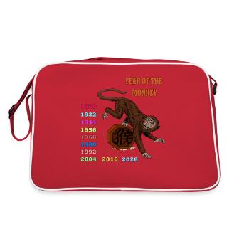 Year of the monkey gift idea with zodiac fans - Retro Bag - red/white - Back