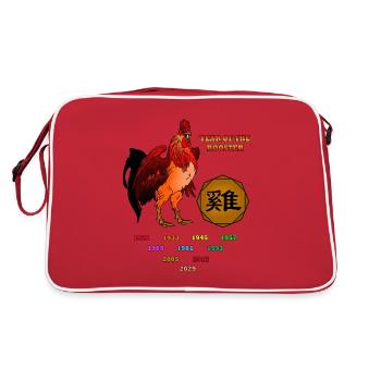 Année du coq Idée cadeau pour les fans de zodiac - Sac Retro - rouge/blanc - Dos