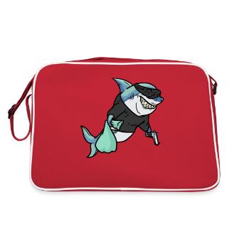 Robber Shark, shark robber - Retro Bag - red/white - Back