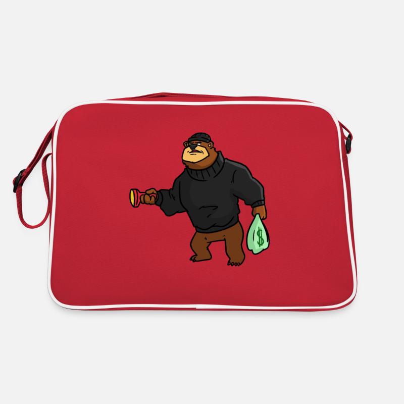 Robber Bear , Bär Räuber Retro Tasche