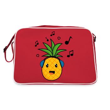 Musical Pineapple , Ananas - Retro Tasche - Rot/Weiß - Hinten