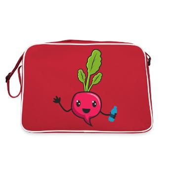 Beetroot with water, Rotebete - Retro Bag - red/white - Back