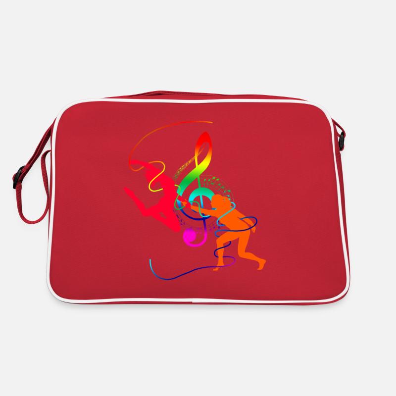 Chorégraphie colorée avec l’idée de cadeau de notes - Sac Retro - rouge/blanc